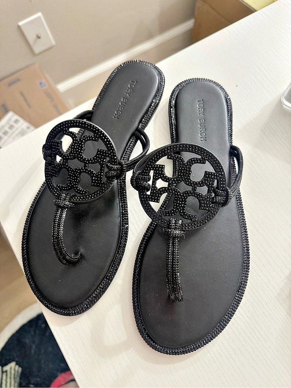 Tory Burch Miller Knotted Pavé Thong Sandal Black